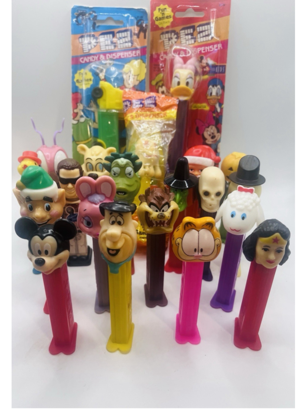 Vintage PEZ Dispenser Lot of 21 - Disney Garfield Taz Truck DC Comics Holiday